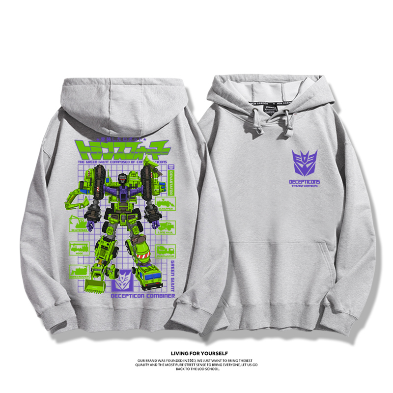 變形金剛聯名衛衣2023秋冬新款親子情侶裝薄絨款連帽衛衣