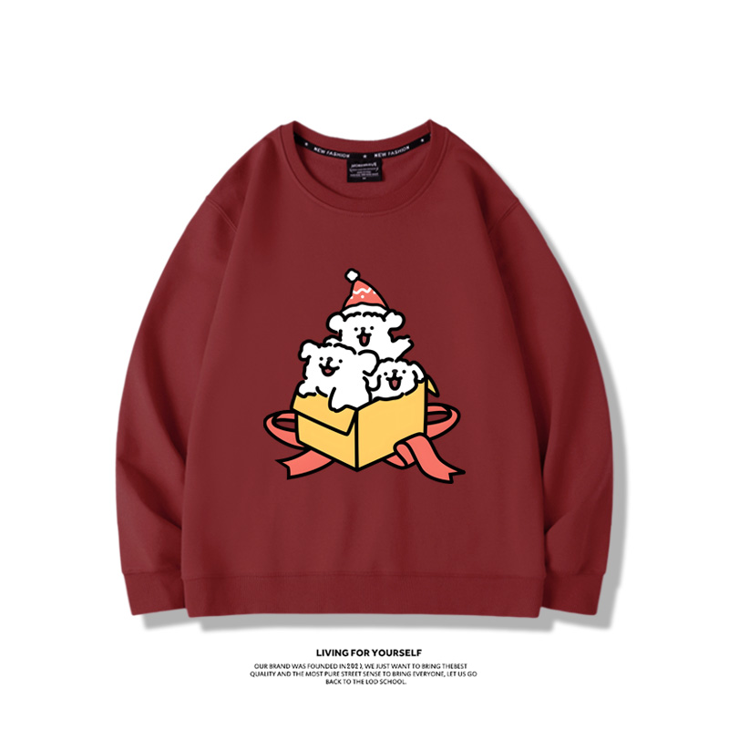 線條小狗聯名聖誕2023親子情侶裝 圓領長袖