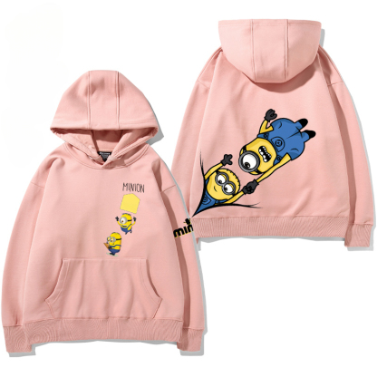 小黃人 聯名衛衣2024秋冬新款親子情侶裝薄絨款連帽衛衣