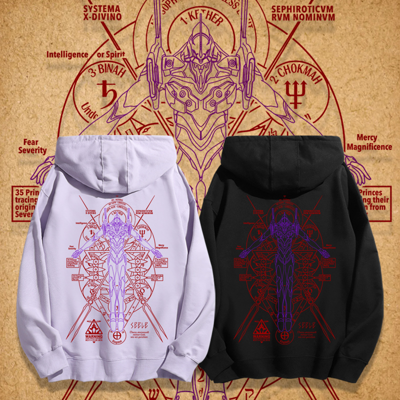 EVA新世紀福音戰士聯名衛衣2023秋冬新款親子情侶裝薄絨款連帽衛衣