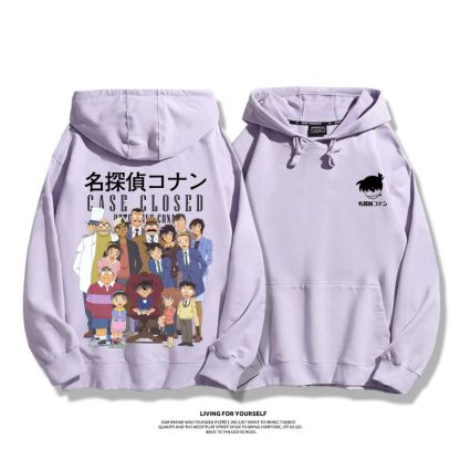 名偵探柯南聯名衛衣2024秋冬新款親子情侶裝薄絨款連帽衛衣