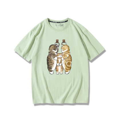擠地鐵貓咪2024親子情侶男女同款 純棉T恤