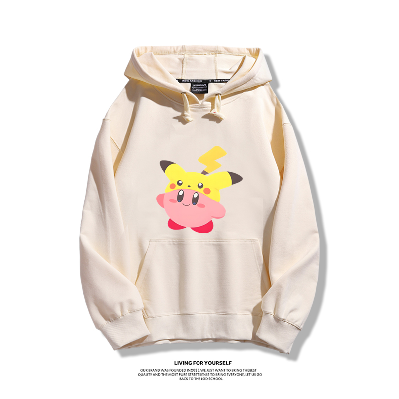 星之卡比聯名精靈寶可夢2024秋冬新款親子情侶裝薄絨款連帽衛衣