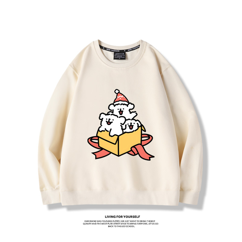 線條小狗聯名聖誕2023親子情侶裝 圓領長袖