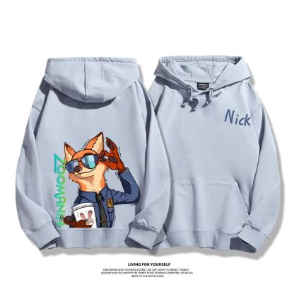 瘋狂動物城聯名衛衣2024秋冬新款親子情侶裝薄絨款連帽衛衣