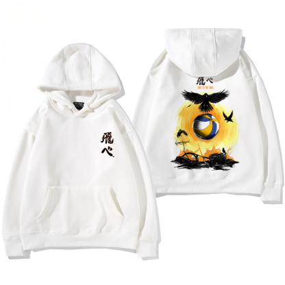 排球少年聯名衛衣2024秋冬新款親子情侶裝薄絨款連帽衛衣