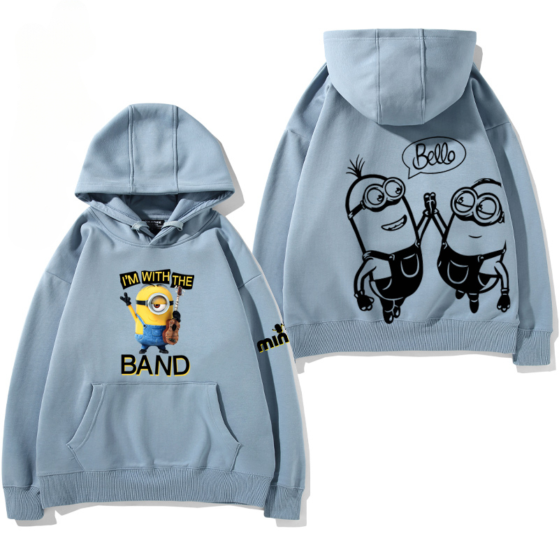 小黃人 聯名衛衣2024秋冬新款親子情侶裝薄絨款連帽衛衣