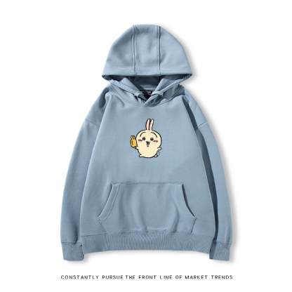 Chiikawa聯名衛衣2024秋冬新款親子情侶裝薄絨款連帽衛衣