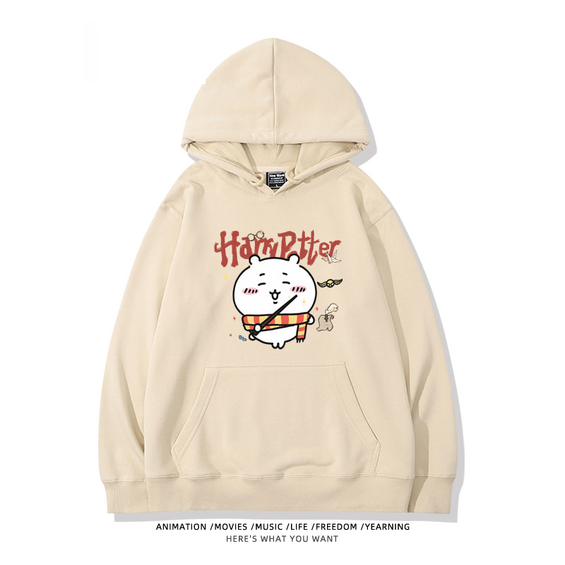 Chiikawa聯名衛衣2024秋冬新款親子情侶裝薄絨款連帽衛衣