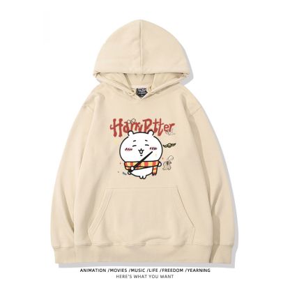 Chiikawa聯名衛衣2024秋冬新款親子情侶裝薄絨款連帽衛衣