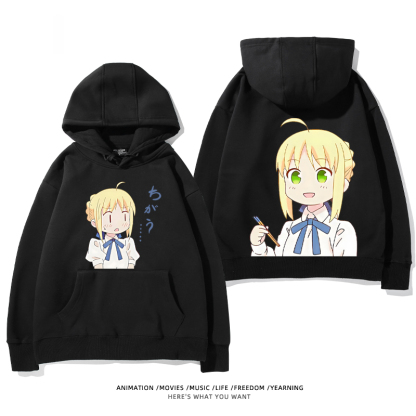 fate 2024秋冬新款親子情侶裝薄絨款連帽衛衣