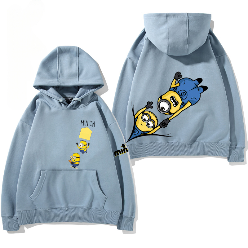 小黃人 聯名衛衣2024秋冬新款親子情侶裝薄絨款連帽衛衣