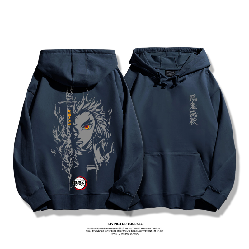 鬼滅之刃炎柱煉獄杏壽郎2023秋冬新款親子情侶裝薄絨款連帽衛衣