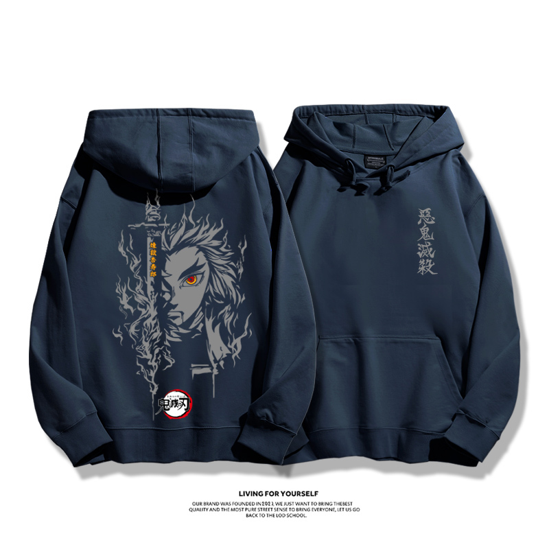 鬼滅之刃炎柱煉獄杏壽郎2023秋冬新款親子情侶裝薄絨款連帽衛衣