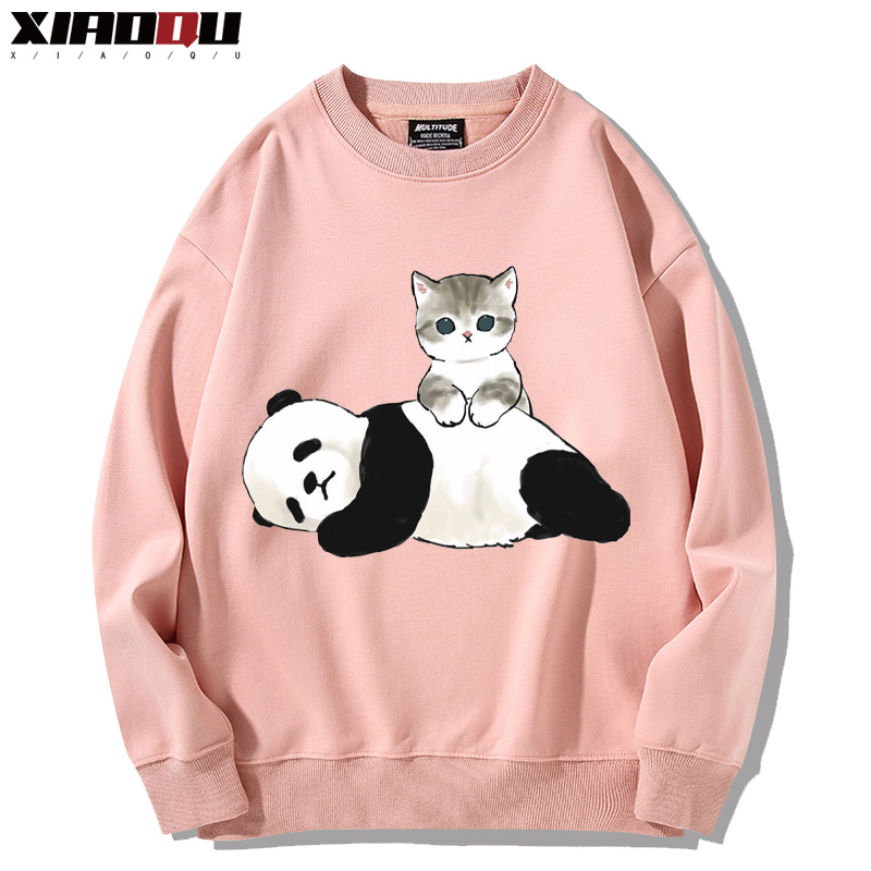 可愛貓咪熊貓 2024親子情侶裝 圓領長袖