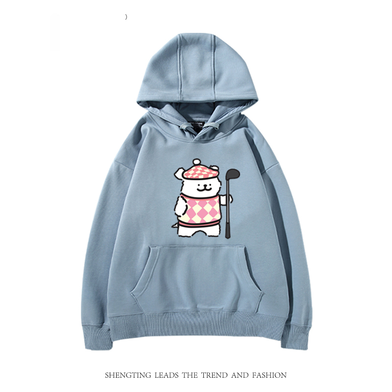 線條小狗 2024秋冬新款親子情侶裝薄絨款連帽衛衣