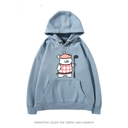 線條小狗 2024秋冬新款親子情侶裝薄絨款連帽衛衣