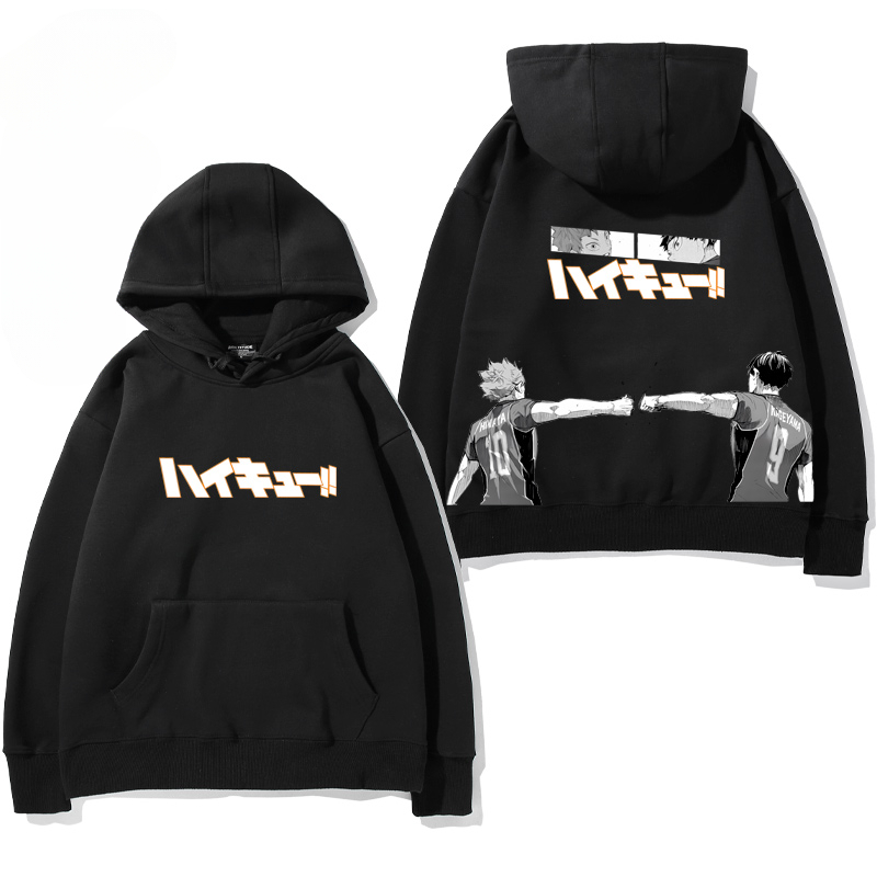 排球少年聯名衛衣2024秋冬新款親子情侶裝薄絨款連帽衛衣