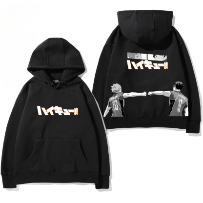 排球少年聯名衛衣2024秋冬新款親子情侶裝薄絨款連帽衛衣