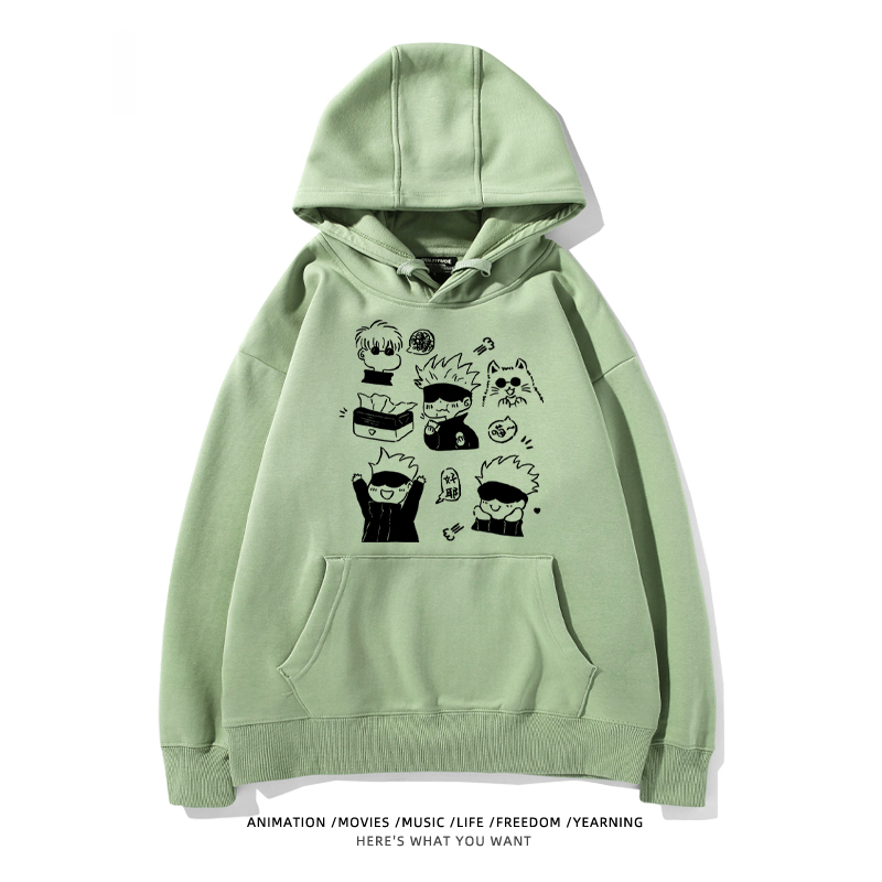 咒術迴戰聯名衛衣2024秋冬新款親子情侶裝薄絨款連帽衛衣