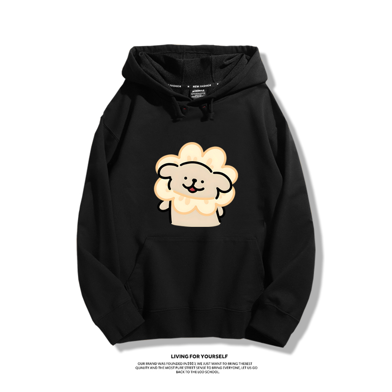 線條小狗聯名衛衣2023秋冬新款親子情侶裝薄絨款連帽衛衣