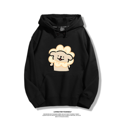 線條小狗聯名衛衣2023秋冬新款親子情侶裝薄絨款連帽衛衣