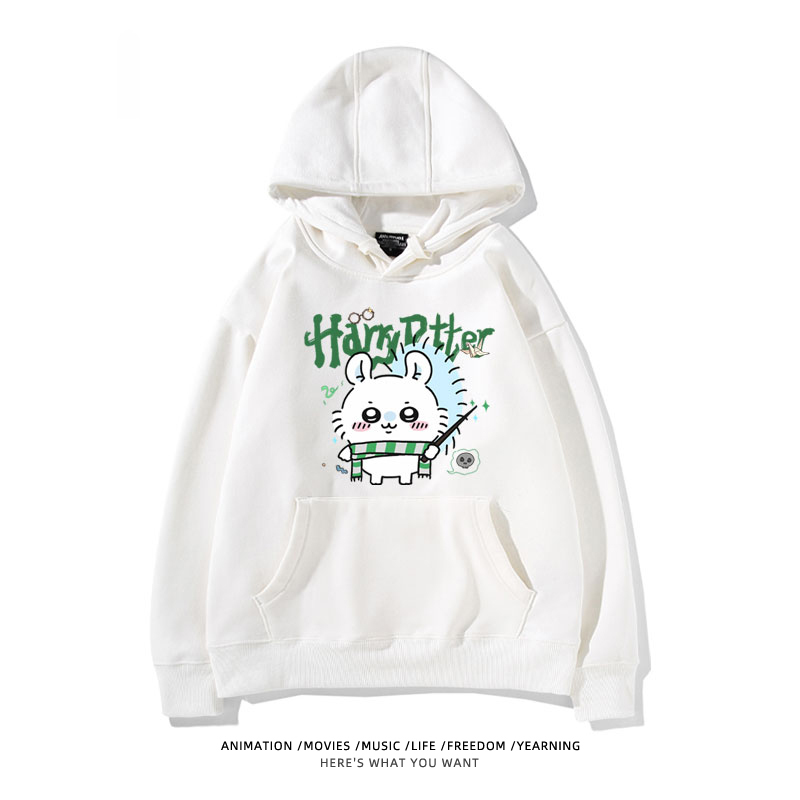 Chiikawa聯名衛衣2024秋冬新款親子情侶裝薄絨款連帽衛衣