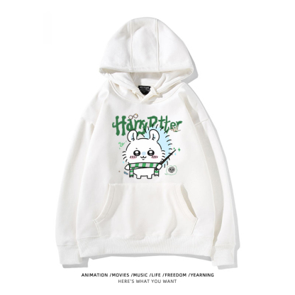 Chiikawa聯名衛衣2024秋冬新款親子情侶裝薄絨款連帽衛衣