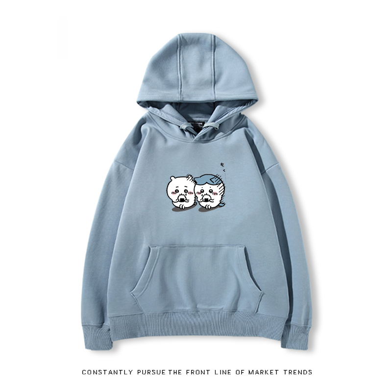 Chiikawa聯名衛衣2024秋冬新款親子情侶裝薄絨款連帽衛衣