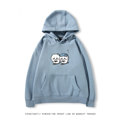 Chiikawa聯名衛衣2024秋冬新款親子情侶裝薄絨款連帽衛衣