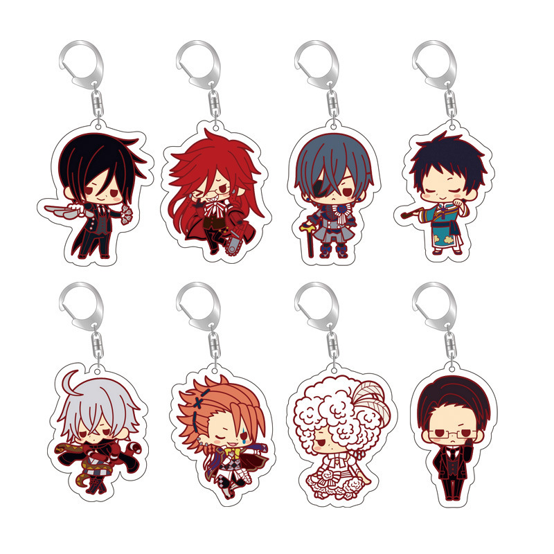 黑執事周邊掛件可愛夏爾塞巴斯醬亞克力鑰匙扣 雙面透明動漫掛飾【單買三件起送】