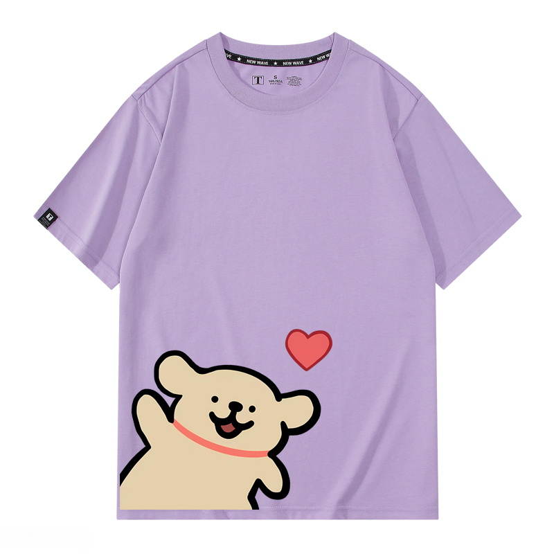 線條小狗 2024親子情侶男女同款 純棉T恤