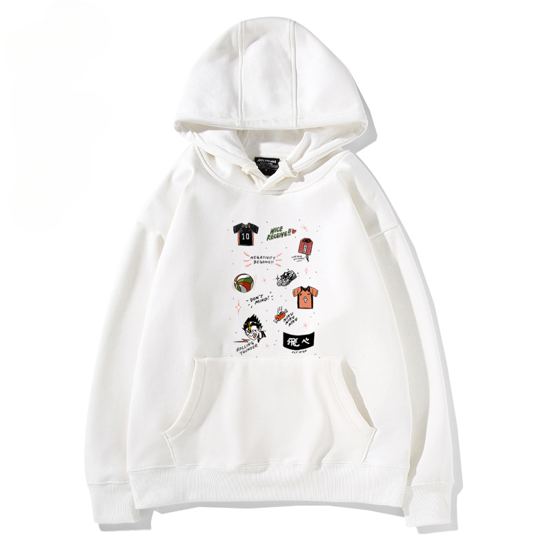 排球少年聯名衛衣2024秋冬新款親子情侶裝薄絨款連帽衛衣