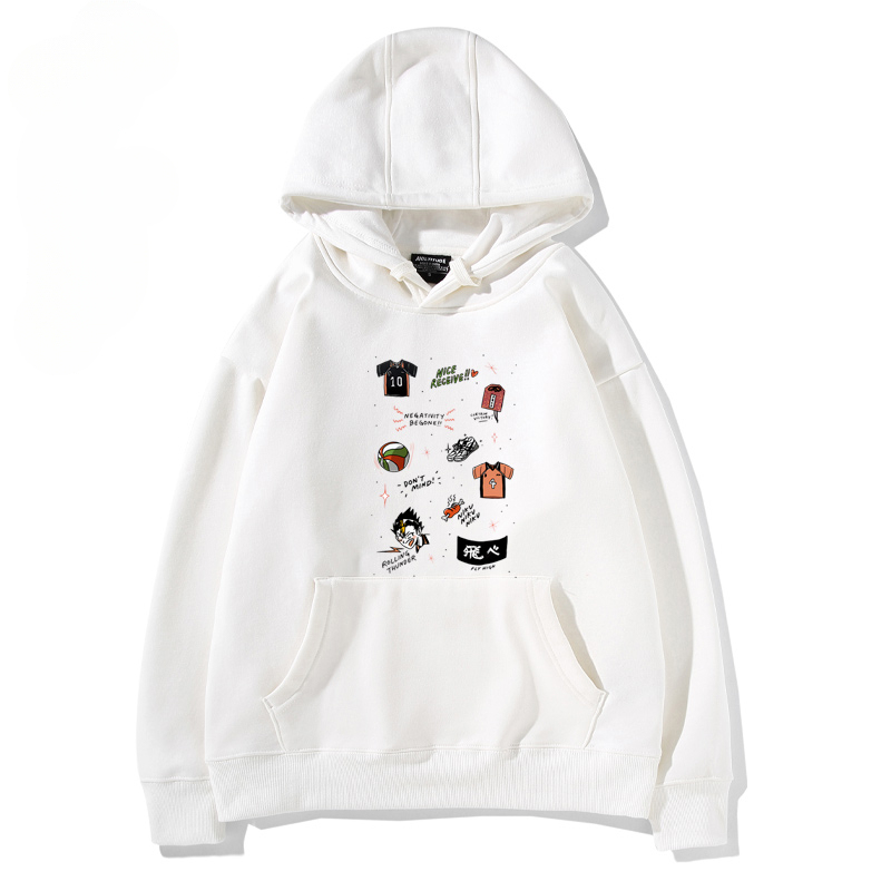 排球少年聯名衛衣2024秋冬新款親子情侶裝薄絨款連帽衛衣