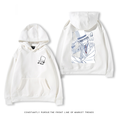 名偵探柯南聯名衛衣2024秋冬新款親子情侶裝薄絨款連帽衛衣