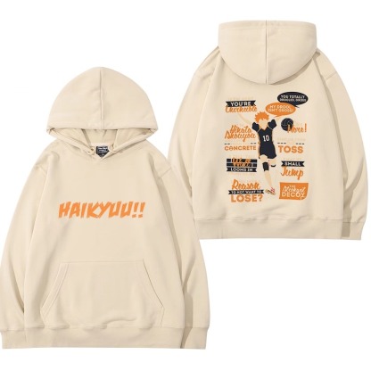 排球少年聯名衛衣2024秋冬新款親子情侶裝薄絨款連帽衛衣