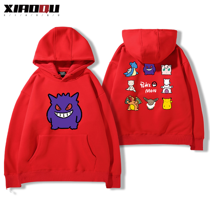 寶可夢聯名衛衣2024秋冬新款親子情侶裝薄絨款連帽衛衣