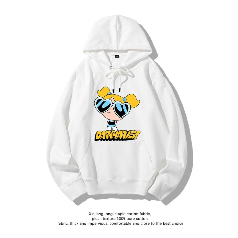 飛天小女警聯名衛衣2024秋冬新款親子情侶裝薄絨款連帽衛衣