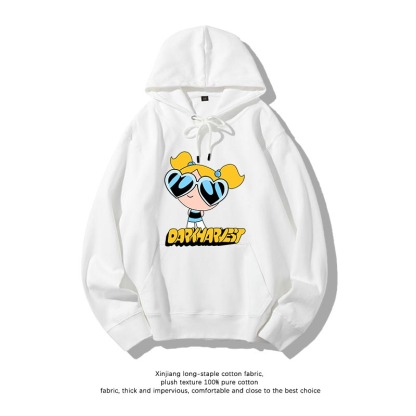 飛天小女警聯名衛衣2024秋冬新款親子情侶裝薄絨款連帽衛衣