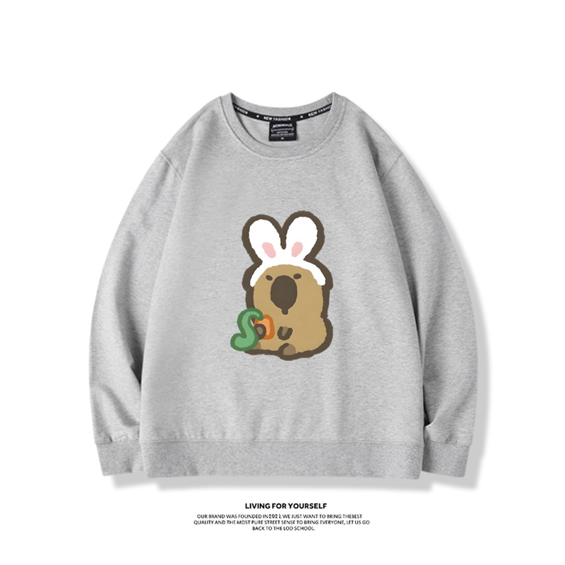 卡皮巴拉水豚2024親子情侶裝 圓領長袖