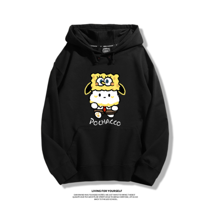 三麗鷗聯名海綿寶寶2023秋冬新款親子情侶裝薄絨款連帽衛衣