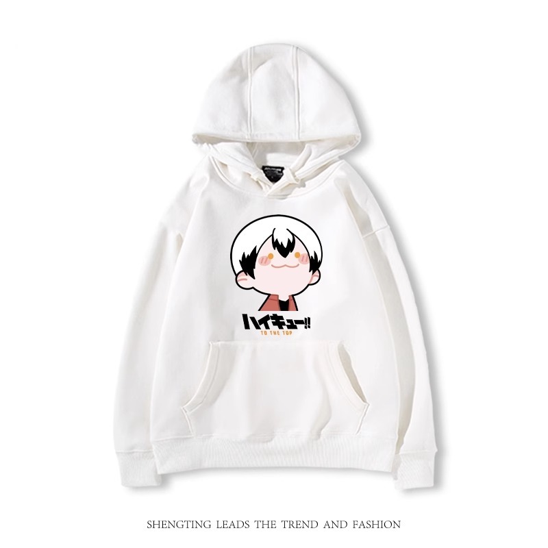 排球少年聯名衛衣2024秋冬新款親子情侶裝薄絨款連帽衛衣