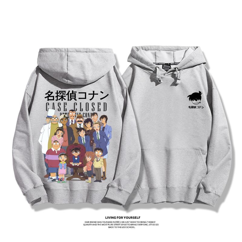 名偵探柯南聯名衛衣2024秋冬新款親子情侶裝薄絨款連帽衛衣