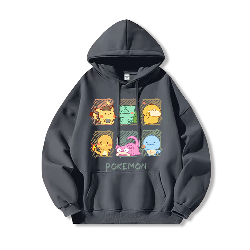 寶可夢 聯名衛衣2024秋冬新款親子情侶裝薄絨款連帽衛衣