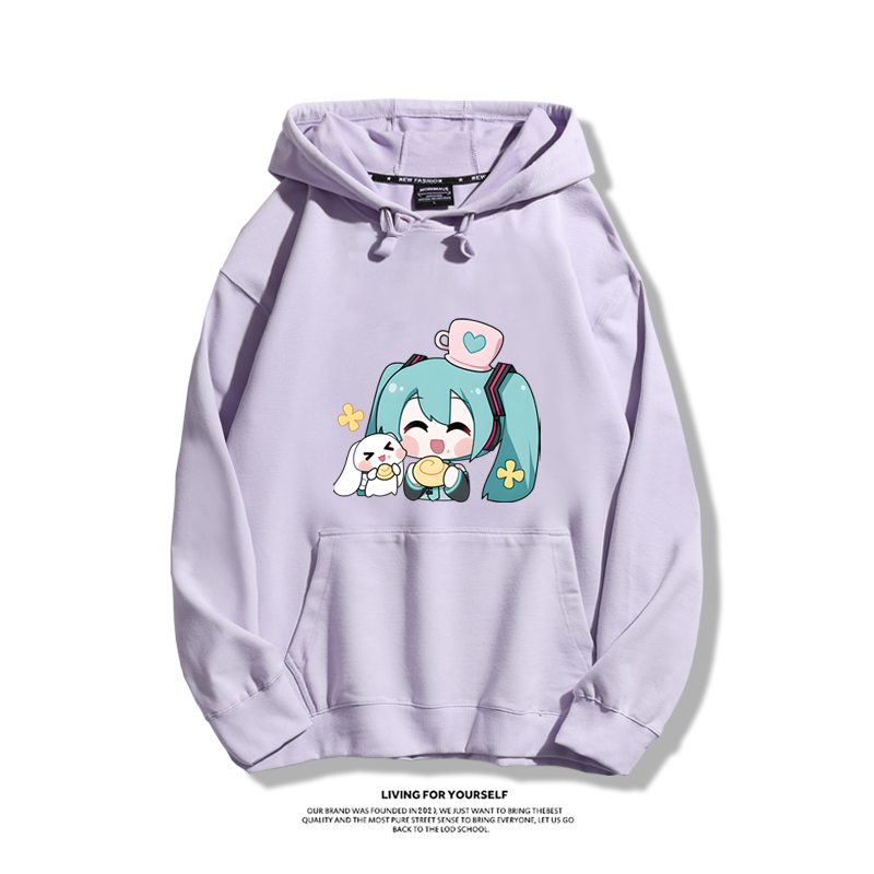 初音未來聯名衛衣2024秋冬新款親子情侶裝薄絨款連帽衛衣