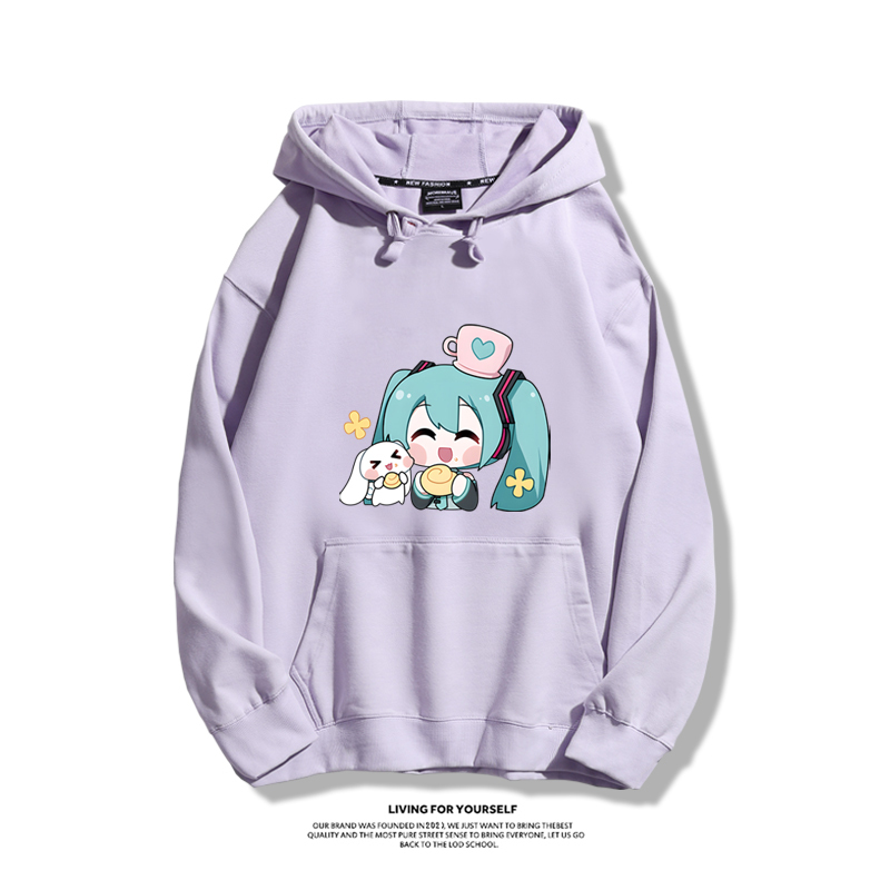 初音未來聯名衛衣2024秋冬新款親子情侶裝薄絨款連帽衛衣