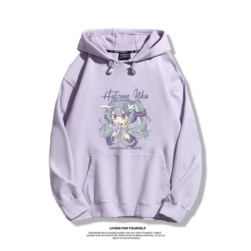 Q版初音未來聯名衛衣2023秋冬新款親子情侶裝薄絨款連帽衛衣