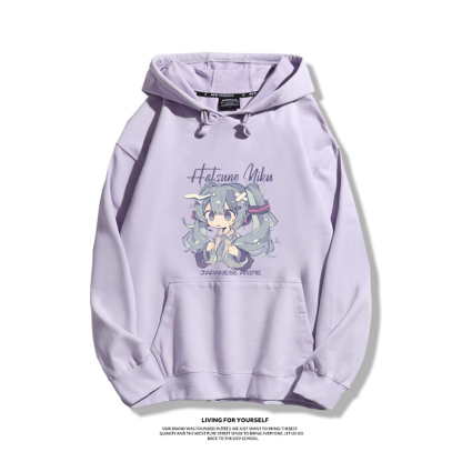 Q版初音未來聯名衛衣2023秋冬新款親子情侶裝薄絨款連帽衛衣