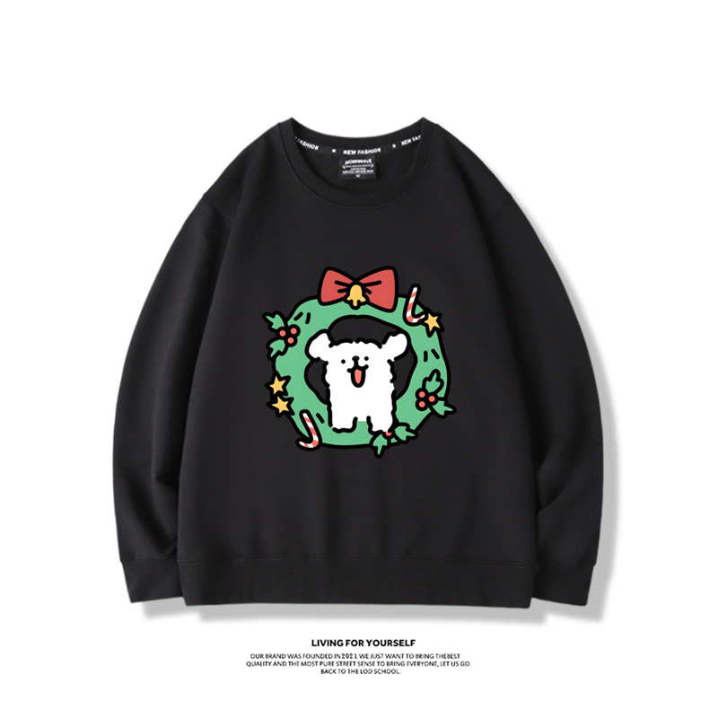 線條小狗聯名聖誕2023親子情侶裝 圓領長袖