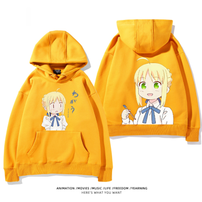 fate 2024秋冬新款親子情侶裝薄絨款連帽衛衣